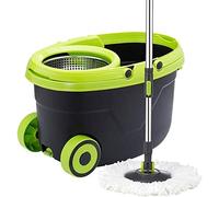 Lloow Mocio Rotante Lavapavimenti Set Mop di Microfibra con Secchio Strizzatore 360° in Acciaio Pulizia cestello in Metallo 11,8 L Mop Secchio Cleaning Mops