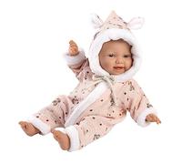 Llorens 1063302 - Bambola con occhi azzurri e corpo morbido, con vestito rosa e ciuccio, 32 cm