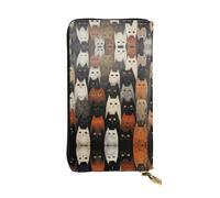 LLOTPQ A Brood of Chickens - Portafoglio in pelle con stampa di galline - Pochette elegante e sottile, design leggero - Portafoglio lungo bifold con tasca portamonete, Gatto, Taglia unica