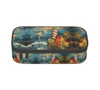 LLOTPQ Astuccio per matite con stampa di galline, organizer per penne per ragazze e ragazzi, materiale scolastico, cancelleria e uso ufficio, Il faro di mare, Taglia unica, Zaino per la scuola