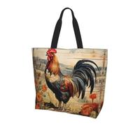LLOTPQ Bella borsa a tracolla con stampa aeroplano cielo - Borse tote per donne, accessori per shopping e viaggi, perfetta per la vita quotidiana e altro ancora, Gallo Su Legno In Farmland, Taglia