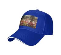 LLOTPQ Berretto da baseball nero per uomo e donna - cappello casual alla moda con stampa tulipano giardino per il tempo libero, fitness running e cappello da viaggio, Blu, Taglia unica
