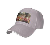 LLOTPQ Berretto da baseball nero per uomo e donna - cappello casual alla moda con stampa tulipano giardino per il tempo libero, fitness running e cappello da viaggio, grigio, Taglia unica