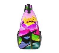 LLOTPQ Borsa a tracolla a croce, unisex, introduzione di varie verdure, zaino da viaggio indossato diagonalmente, per escursioni e spostamenti quotidiani, Fiori di loto, Taglia unica