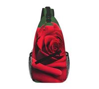 LLOTPQ Borsa a tracolla a croce, unisex, motivo etnico con stampa floreale, zaino da viaggio indossato diagonalmente, per escursioni e spostamenti quotidiani, Fiore di rosa rossa 1, Taglia unica