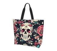 LLOTPQ Borsa a tracolla con stampa campo da golf, borse tote da donna, accessori per shopping e viaggi, perfetta per la vita quotidiana e altro ancora, Modello ornamentale del cranio dei fiori, Taglia