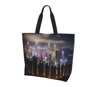 LLOTPQ Borsa a tracolla con stampa Chicago - Borse tote da donna, accessori per shopping e viaggi, perfetta per la vita quotidiana e altro ancora, Notte aerea di vista Hong Kong1, Taglia unica