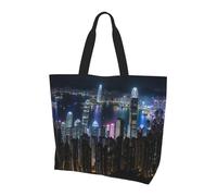 LLOTPQ Borsa a tracolla con stampa Chicago - Borse tote da donna, accessori per shopping e viaggi, perfetta per la vita quotidiana e altro ancora, Notte aerea di vista Hong Kong2, Taglia unica