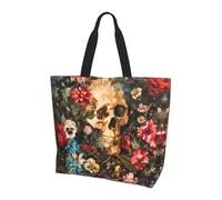 LLOTPQ Borsa a tracolla con stampa matematica - Borse tote da donna, accessori per shopping e viaggi, perfetta per la vita quotidiana e altro ancora, Teschio floreale., Taglia unica