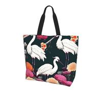 LLOTPQ Borsa a tracolla con stampa tè pomeridiano - Borse tote da donna, accessori per shopping e viaggi, perfetta per la vita quotidiana e altro ancora, Crisantemo a due gru, Taglia unica