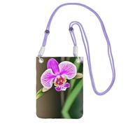 LLOTPQ Borsa a tracolla nera con stampa orchidea, tracolla universale, ideale per pendolari, shopping, Viola, Taglia unica