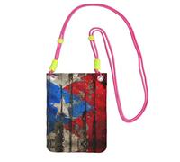 LLOTPQ Borsa a tracolla nera per cellulare, con stampa di bandiera di Puerto Rico, borsa a tracolla universale, ideale per pendolari, shopping, Fucsia, Taglia unica
