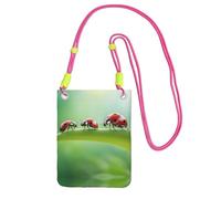 LLOTPQ Borsa a tracolla nera per cellulare, con stampa di coccinelle divertenti, tracolla universale, ideale per pendolari, shopping, Fucsia, Taglia unica
