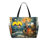 LLOTPQ Borsa da viaggio da spiaggia con stampa di galline di grande capacità, pieghevole, perfetta per vacanze in famiglia e uso quotidiano, Il faro di mare, Taglia unica