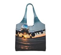 LLOTPQ Borse da baseball e guanti in tela con stampa - Borse della spesa da donna, borsa tote per shopping, viaggi, spiaggia e uso quotidiano, Aereo nella luce di sera, Taglia unica