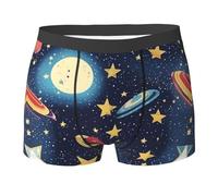 LLOTPQ Boxer da uomo, leggeri, elasticizzati, con stampa di cielo stellato, universo, spazio, con ampia cintura in vita, per l'uso quotidiano, Nero , L