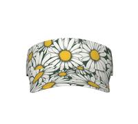 LLOTPQ Cappello con visiera nera testurizzata con stampa marmorizzata - leggero, tesa larga - perfetto per sport, spiaggia, attività all'aperto, Margherita bianca., Taglia unica