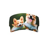 LLOTPQ Cappello con visiera parasole con stampa di dinosauro, leggero, a tesa larga, perfetto per sport, spiaggia, attività all'aperto, Indossare Abbigliamento Cani Corgi, Taglia unica