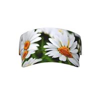 LLOTPQ Cappello con visiera parasole con stampa girasole, leggero, a tesa larga, perfetto per sport, spiaggia, attività all'aperto, Margherita Bianca Fiori, Taglia unica