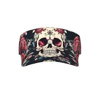 LLOTPQ Cappello con visiera parasole con stampa Merry Christmas Day - leggero, a tesa larga, perfetto per sport, spiaggia, attività all'aperto, Modello ornamentale del cranio dei fiori, Taglia unica