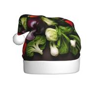 LLOTPQ Cappello di Babbo Natale per adulti - Cappello di Natale unisex con introduzione di varie verdure, design stampato, perfetto per feste di festa, Capodanno