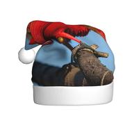 LLOTPQ Cappello di Babbo Natale per adulti, unisex, con bellissimo design rosso con stampa uccellino, perfetto per feste di festa e Capodanno