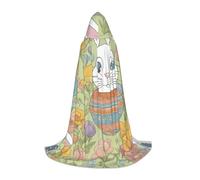 LLOTPQ Costume da coniglietto pasquale con cappuccio, unisex, per Halloween, con stampa floreale