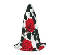 LLOTPQ Costume unisex rustico con stampa rosa rossa con cappuccio per Halloween