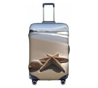 LLOTPQ Custodia protettiva per valigia, con stampa di stelle marine, conchiglie, spiaggia, per donne e ragazze, accessori da viaggio, etichette estetiche, bianco, L