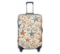LLOTPQ Custodia protettiva per valigia, motivo stelle marine e conchiglie, per donne e ragazze, accessori da viaggio, etichette estetiche, bianco, L