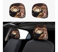 LLOTPQ Delicious Heart Coffee Print Car Poggiatesta Cover 2 Pz - Misura Universale per Auto, SUV, Camion, Van, Elastico, Accessorio Interni
