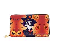 LLOTPQ Elegante portafoglio in pelle con stampa chicco di caffè, pochette lunga da donna, portafoglio con libretto degli assegni bifold con tasca portamonete, Happy Halloween., One Size