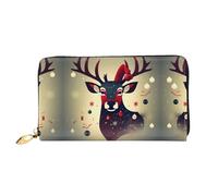LLOTPQ Elegante portafoglio in pelle con stampa chicco di caffè, pochette lunga da donna, portafoglio con libretto degli assegni bifold con tasca portamonete, Foto di cervi di Natale, One Size