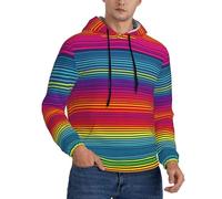 LLOTPQ Felpa con cappuccio da uomo, alla moda, a maniche lunghe, con stampa arcobaleno, per uso quotidiano, passeggiate, viaggi, Nero , L
