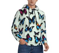 LLOTPQ Felpa con cappuccio da uomo, alla moda, a maniche lunghe, con stampa di farfalle e violoncello, per uso quotidiano, passeggiate, viaggi, Nero , L