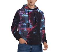 LLOTPQ Felpa con cappuccio da uomo, alla moda, a maniche lunghe, con stampa Hacker Era, per tutti i giorni, per passeggiare, viaggiare, Nero , 3XL