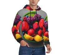 LLOTPQ Felpa con cappuccio da uomo, alla moda, a maniche lunghe, fresca e succosa con stampa di frutta arcobaleno, felpa per uso quotidiano, passeggiate, viaggi, Nero , L