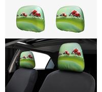 LLOTPQ Funny Ladybug Print Car Poggiatesta Cover 2 Pz - Misura Universale per Auto, SUV, Camion, Van, Elastico, Accessorio Interni