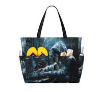 LLOTPQ Grande capacità Babbo Natale Pupazzo di neve stampa spiaggia viaggio Tote Bag - pieghevole, perfetta per vacanze in famiglia e uso quotidiano, Attacco hacker, Taglia unica