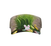 LLOTPQ Introduzione di varie verdure stampa protezione solare visiera cappello - leggero, tesa larga - perfetto per sport, spiaggia, attività all'aperto, Uovo di Pasqua Bunny Erba in legno, Taglia