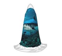 LLOTPQ L Halloween Capo con cappuccio - Unisex Blue Shark Print Cosplay Robe per Natale, Víspera de Todos los Santos, Witch