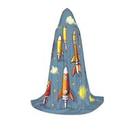 LLOTPQ L Halloween Capo con cappuccio - Unisex Cartoon Rocket Print Cosplay Robe per Natale, Víspera de Todos los Santos, Witch
