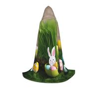 LLOTPQ L Halloween Capo con cappuccio - Unisex Easter Egg Bunny Grass Wood Print Cosplay Robe per Natale, Víspera de Todos los Santos, Witch