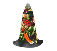 LLOTPQ L Halloween Capo con cappuccio - Unisex Healthy Food Print Cosplay Robe per Natale, Víspera de Todos los Santos, Witch