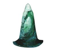 LLOTPQ L Halloween Capo con cappuccio - Unisex Ocean Green Wave Surf Print Cosplay Robe per Natale, Víspera de Todos los Santos, Witch