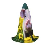 LLOTPQ L Halloween Capo con cappuccio - Unisex Rape Flower Pig Stampa Cosplay Robe per Natale, Víspera de Todos los Santos, Witch