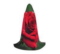 LLOTPQ M Halloween Capo con cappuccio - Unisex Red Rose Flower 1 Stampa Cosplay Robe per Natale, Víspera de Todos los Santos, Witch