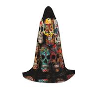 LLOTPQ M Halloween Capo con cappuccio - Unisex Sugar Skulls Print Cosplay Robe per Natale, Víspera de Todos los Santos, Witch