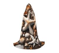 LLOTPQ Mantello con cappuccio per Halloween, unisex, con stampa di stelle marine e conchiglie, per Natale, Víspera de Todos los Santos, strega