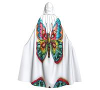 LLOTPQ Mantello con cappuccio unisex per adulti, con ricamo colorato con farfalla e stampa a farfalla, per cosplay, feste a tema mago e altro ancora